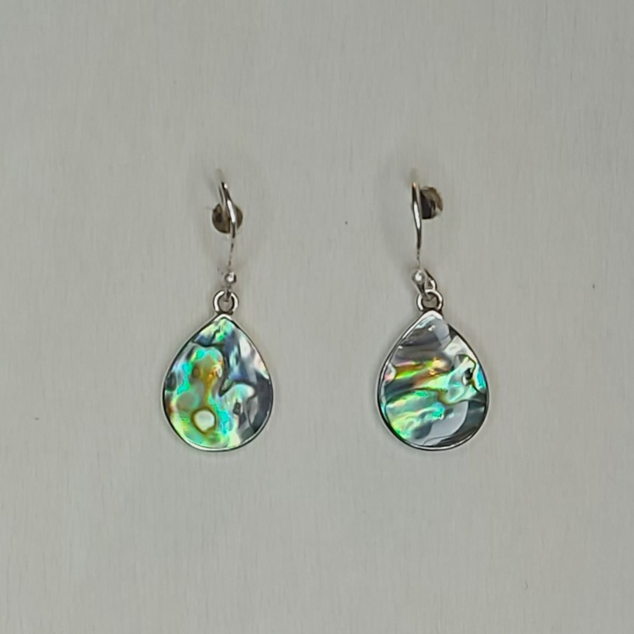 Abalone Shell & Mother of Pearl Double Sided Sterling Silver Teardrop Earrings