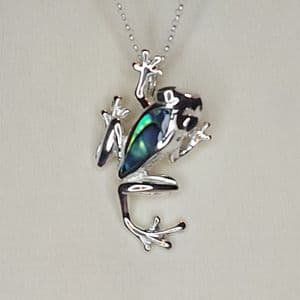Abalone Shell & Sterling Silver Frog Pendant