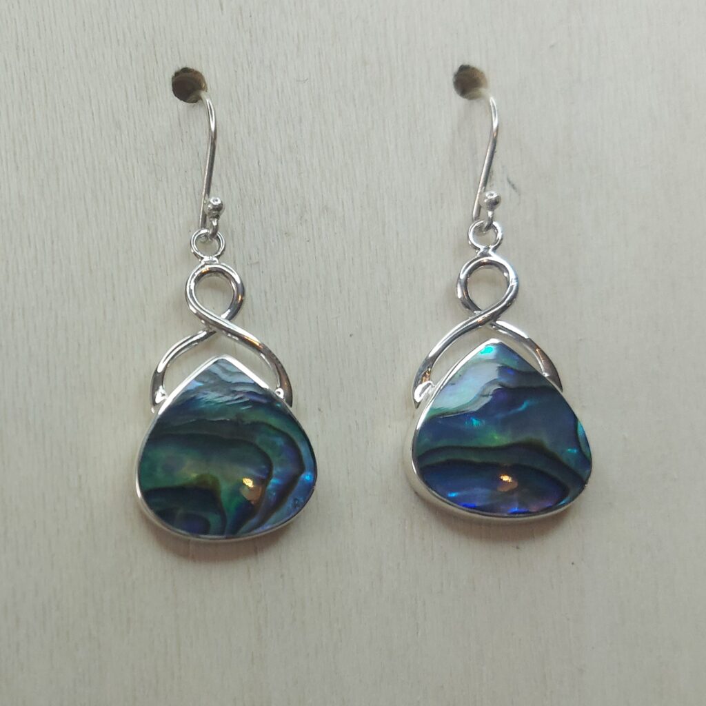 Abalone Shell & Sterling Silver Knot Topped Earrings