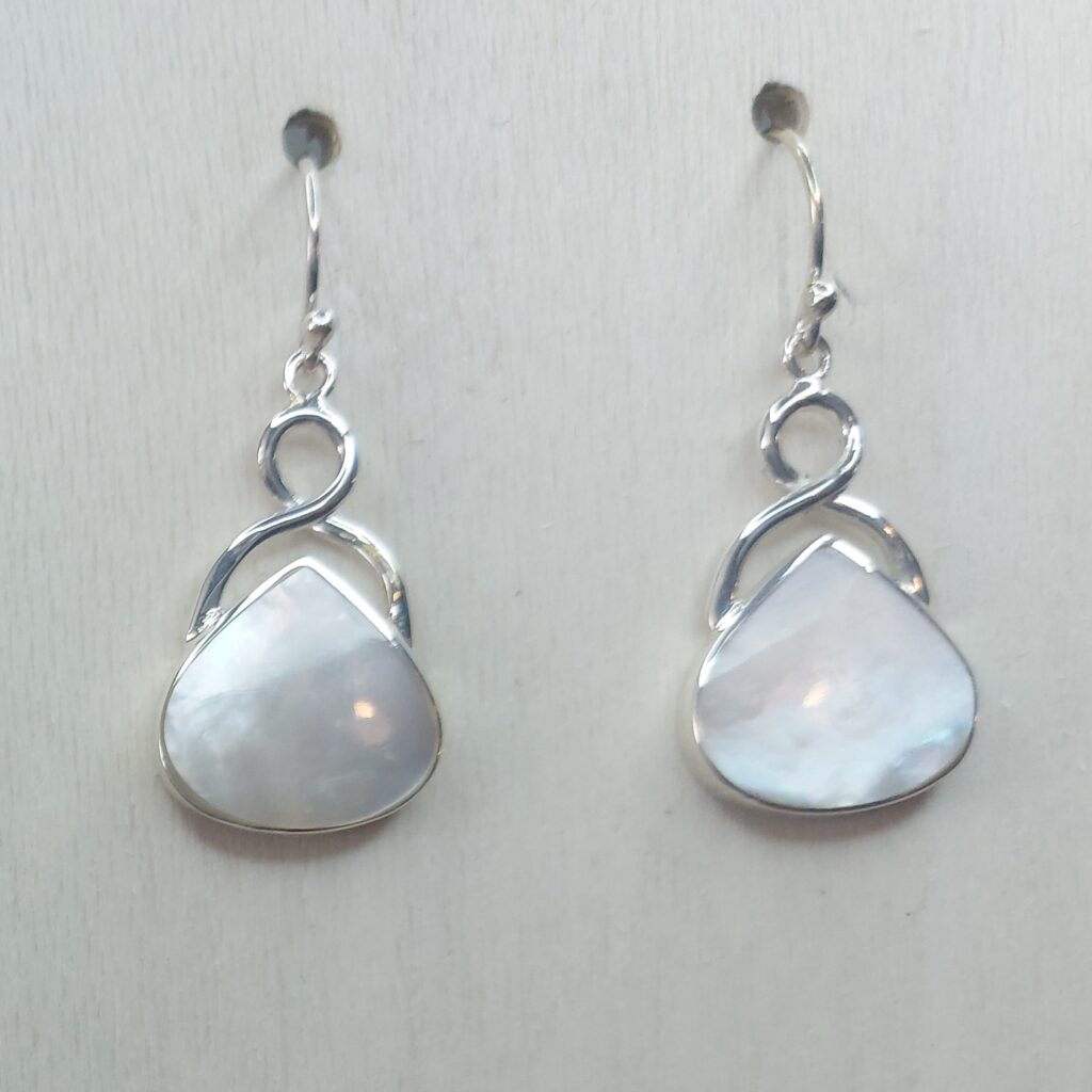 Mother of Pearl & Sterling Silver Knot Topped Earrings