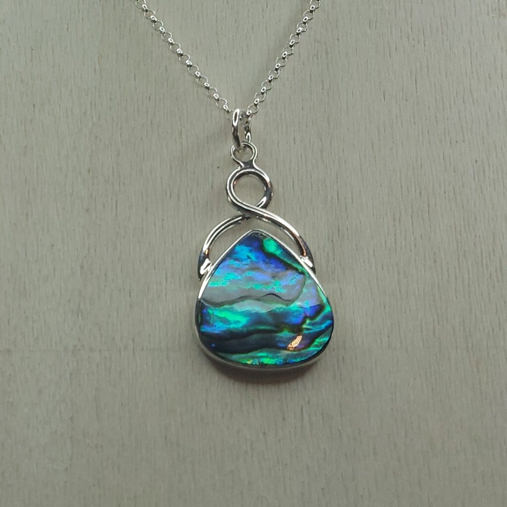 Abalone Shell & Sterling Silver Knot Topped Pendant