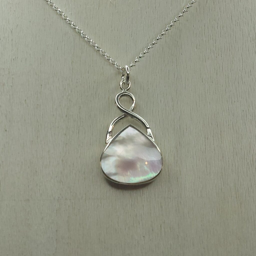 Mother of Pearl & Sterling Silver Knot Topped Pendant