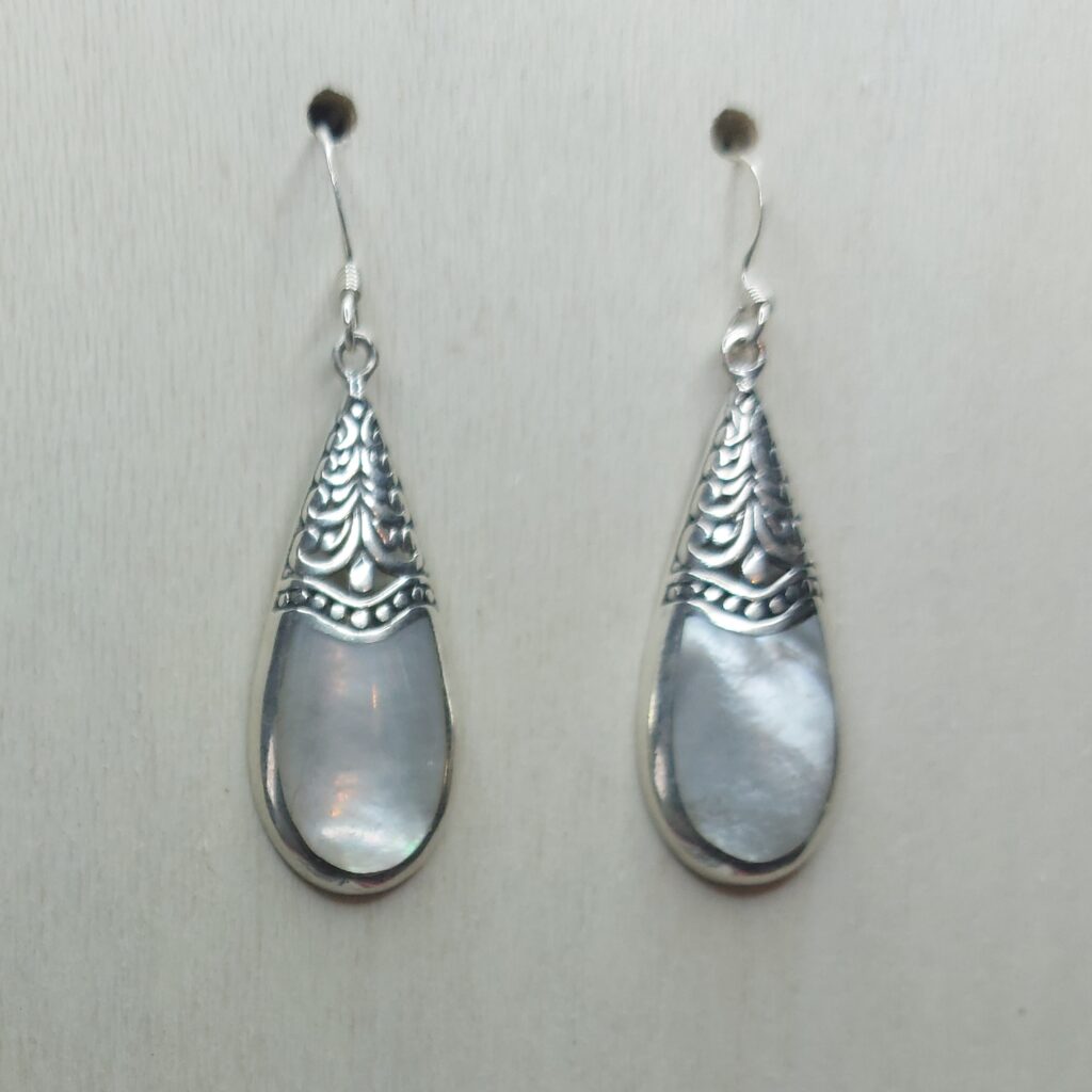 Mother of Pearl & Sterling Silver Teardrop Earrings