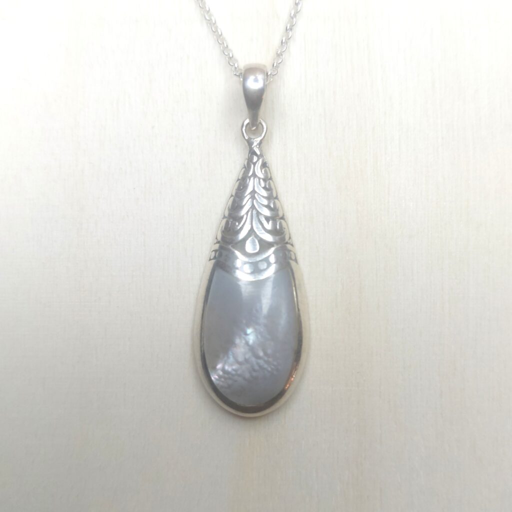 Mother of Pearl & Sterling Silver Teardrop Pendant
