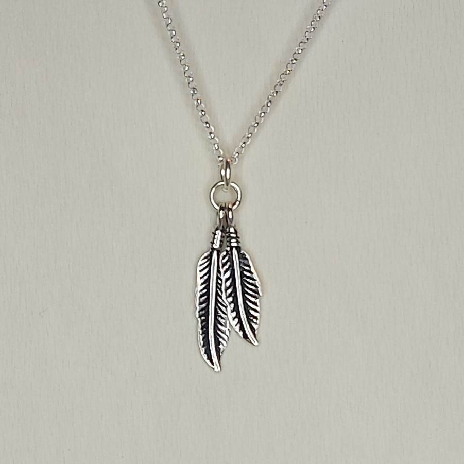 Sterling Silver Double Feather Pendant