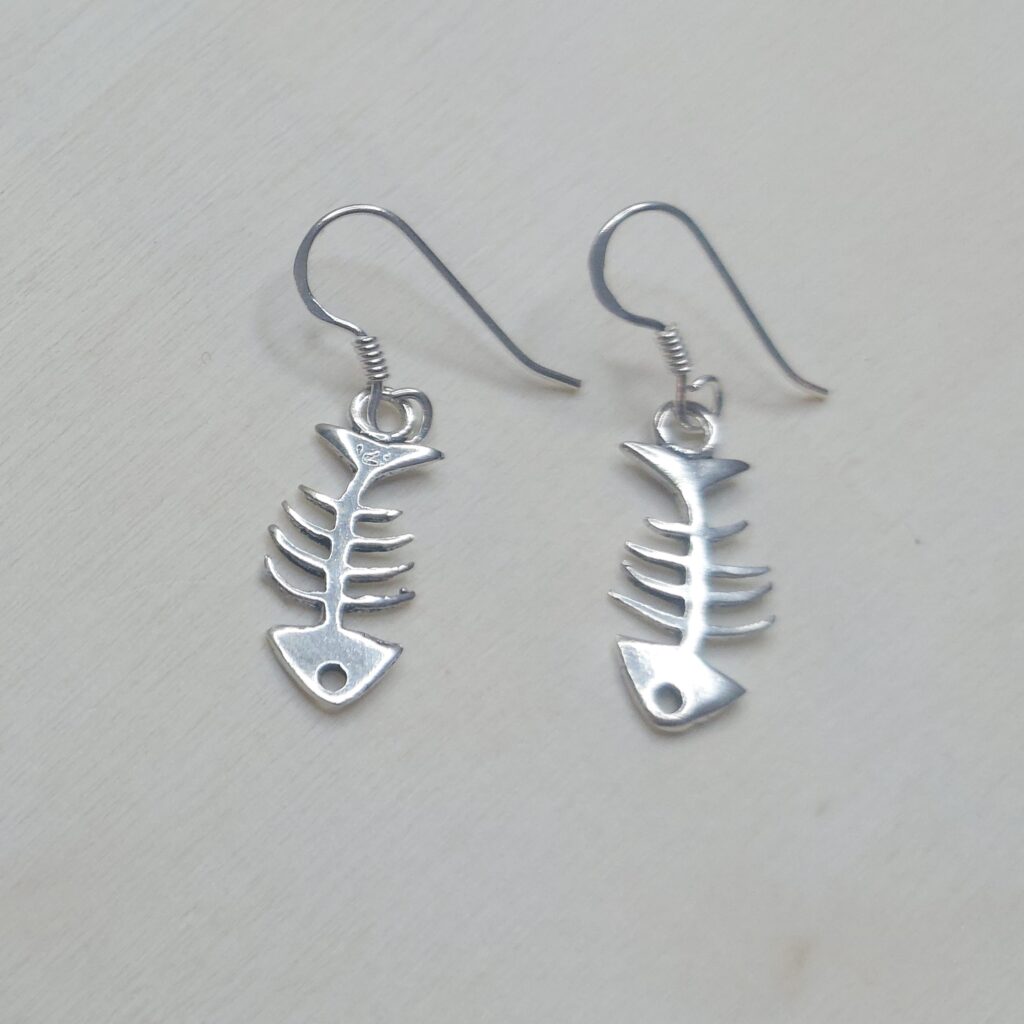 Sterling Silver Fishbone Earrings