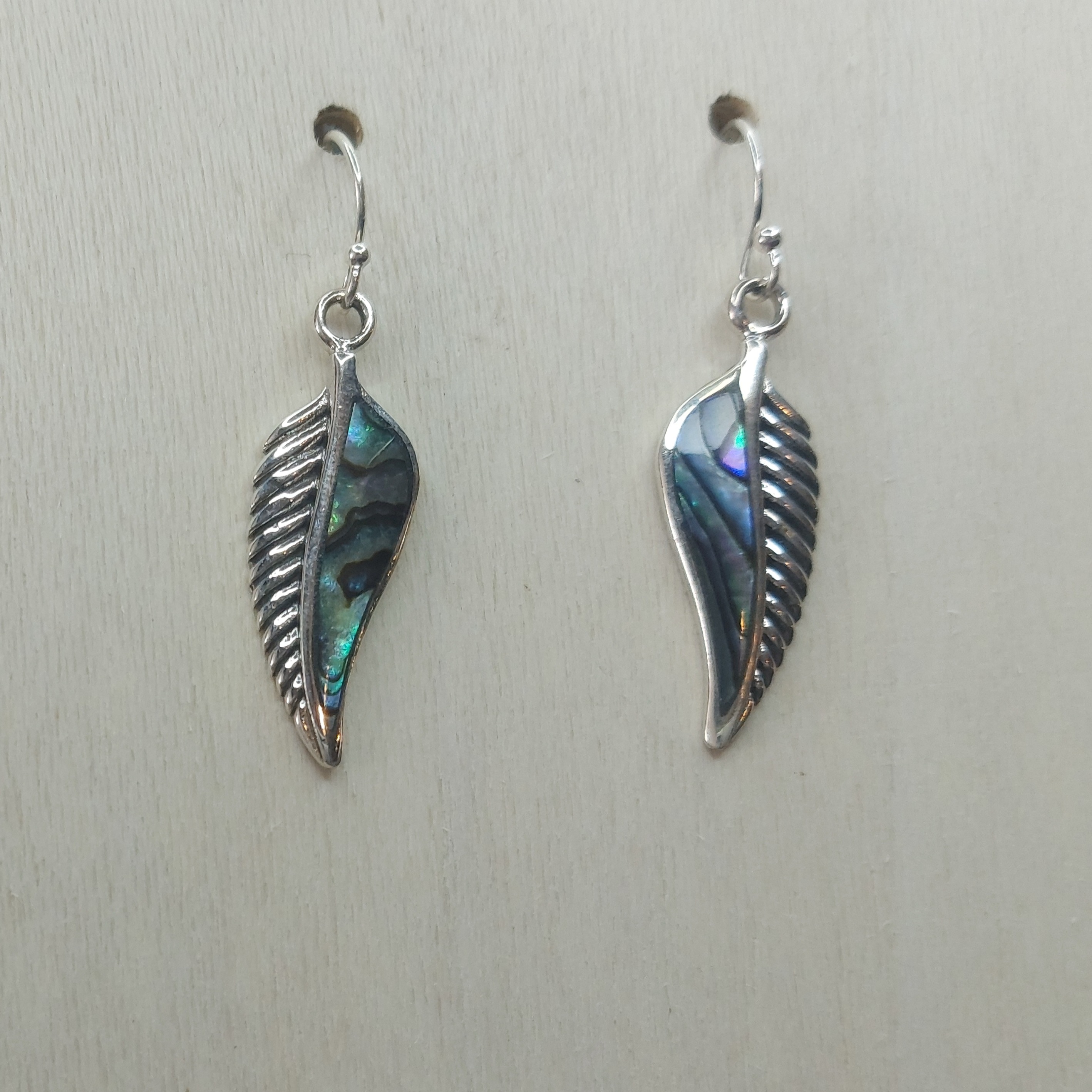 Abalone Shell & Sterling Silver Leaf Earrings