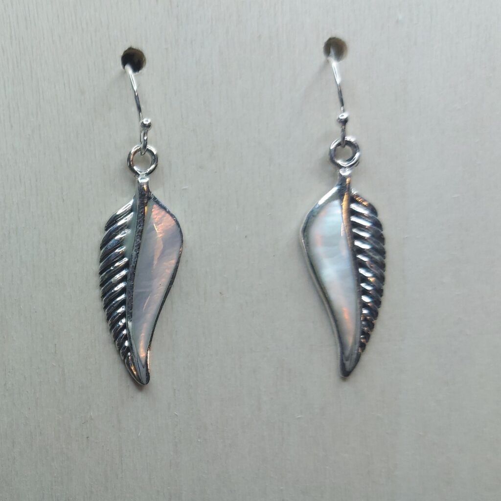 Mother of Pearl & Sterling Silver Leaf Earrings