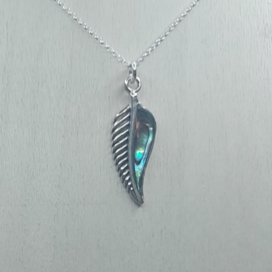 Abalone Shell & Sterling Silver Leaf Pendant