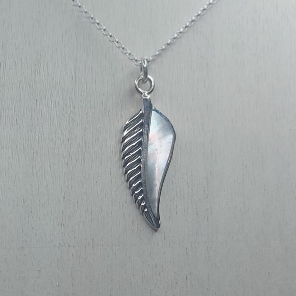 Mother of Pearl & Sterling Silver Leaf Pendant