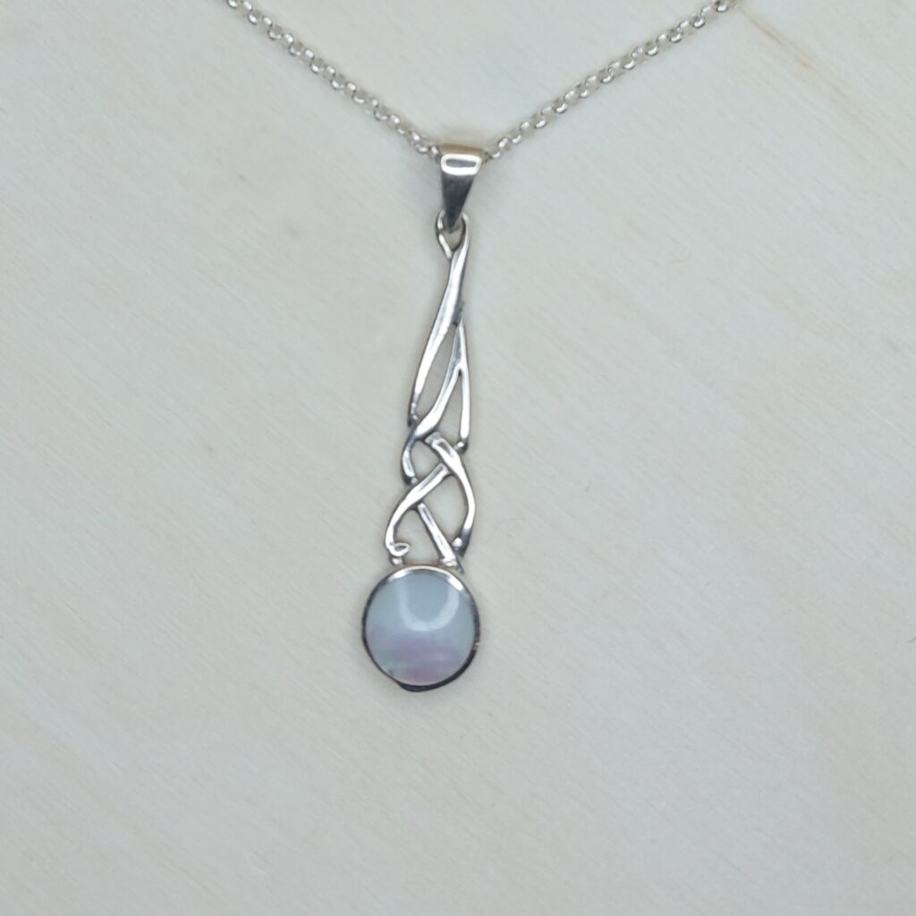Mother of Pearl & Sterling Silver Celtic Drop Pendant