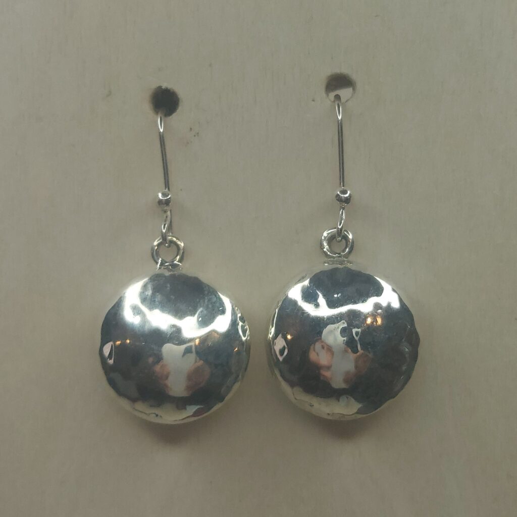 Sterling Silver Hammered Round Nugget Earrings