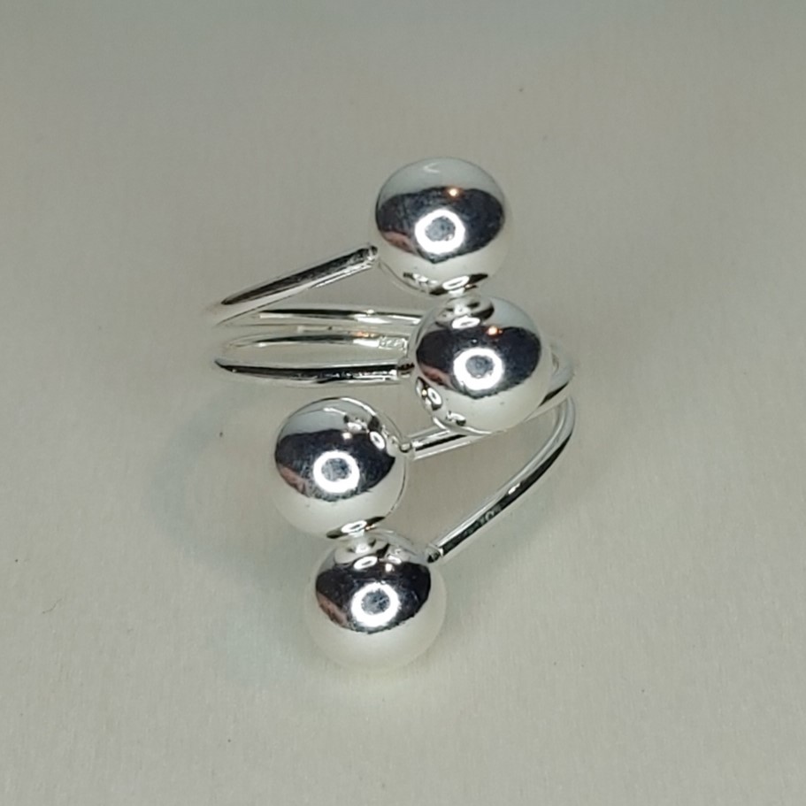 Sterling Silver 4 Ball Long Ring