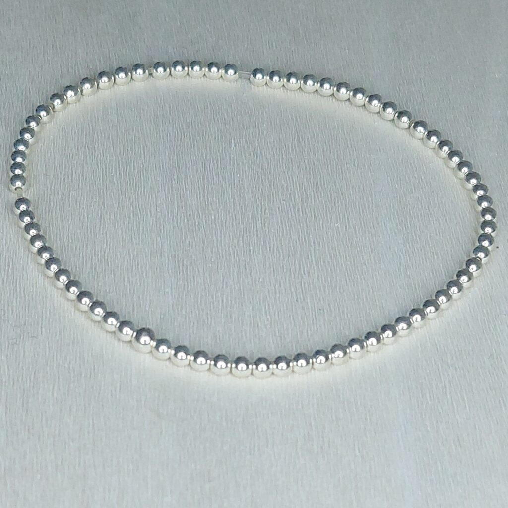 Sterling Silver Ball Beaded Bracelet on Elastic