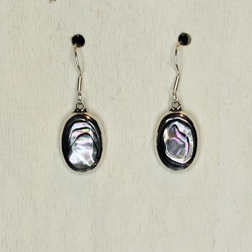 Abalone Shell & Sterling Oval Earrings Small