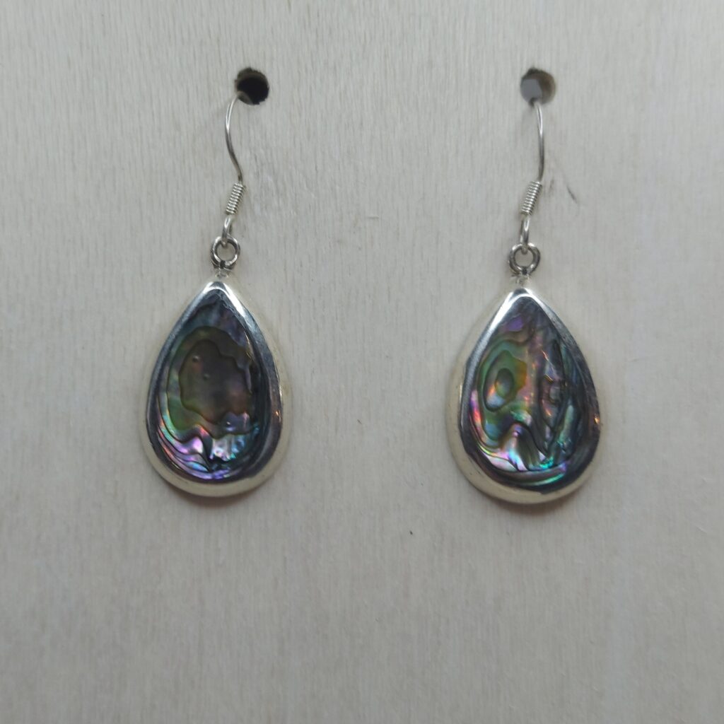 Abalone Shell & Sterling Teardrop Earrings Medium