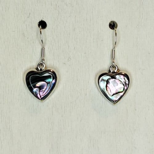Abalone Shell & Sterling Silver Heart Earrings Small