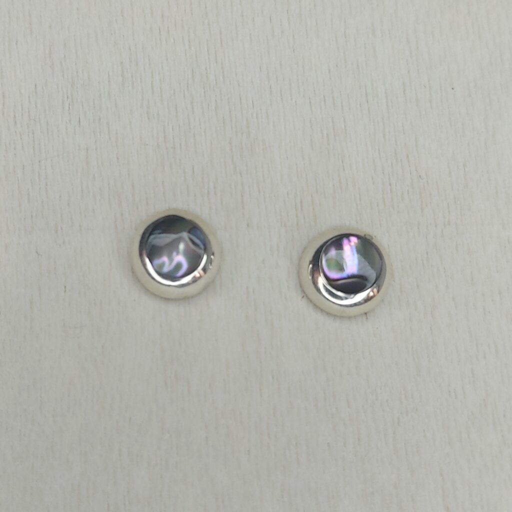 Abalone Shell & Sterling Silver Round Framed Studs