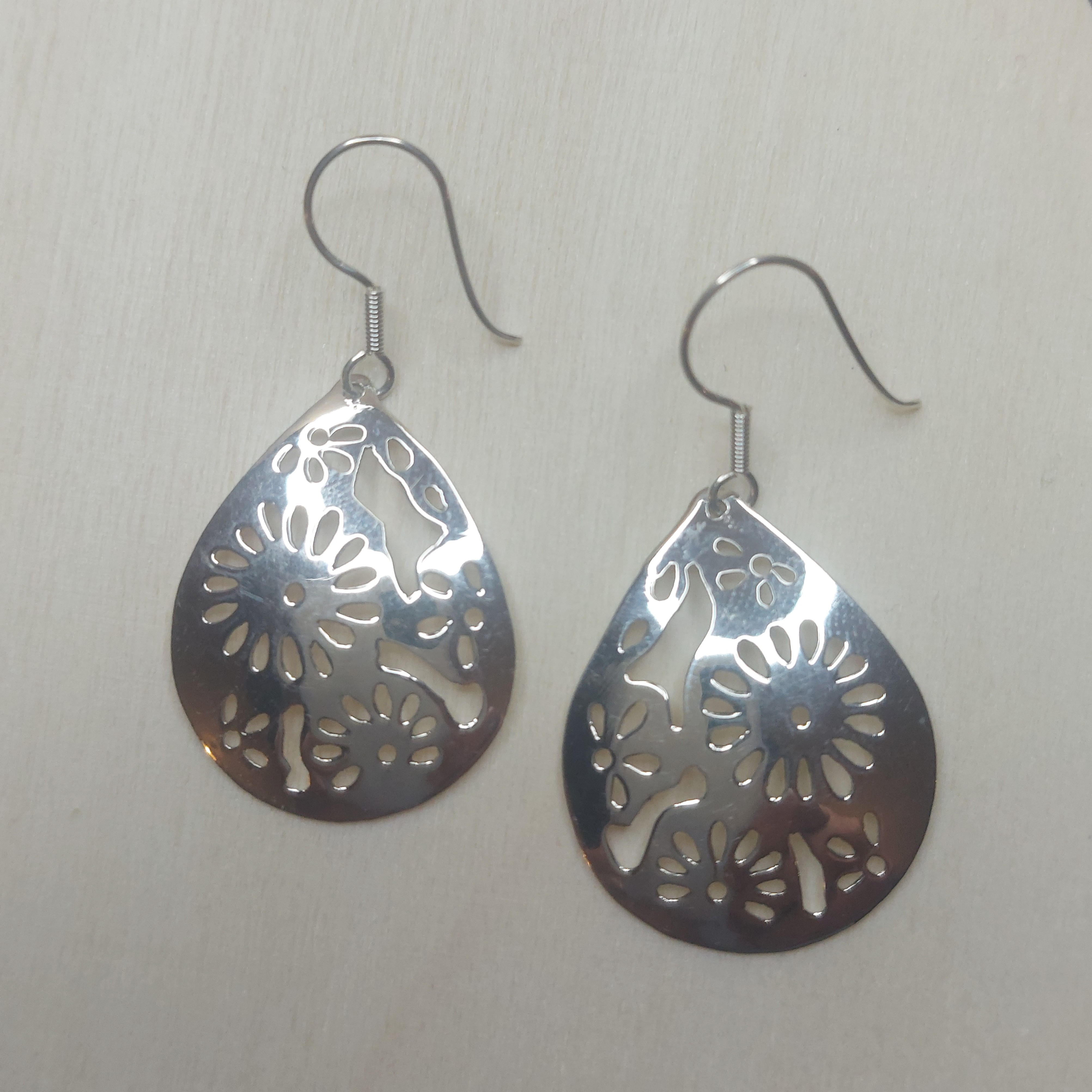 Sterling Silver Cutwork Teardrop Earrings