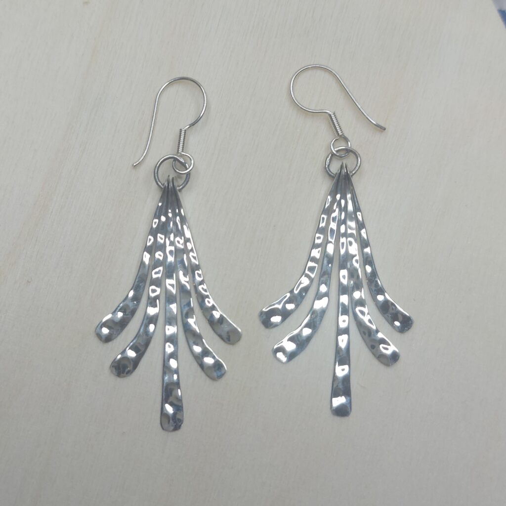 Sterling Silver Hammered Fan Earrings