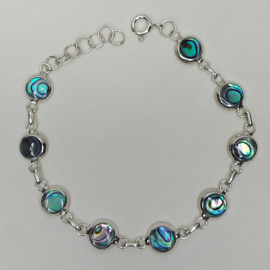 Abalone Shell & Mother of Pearl Reversible Sterling Silver Round Bracelet